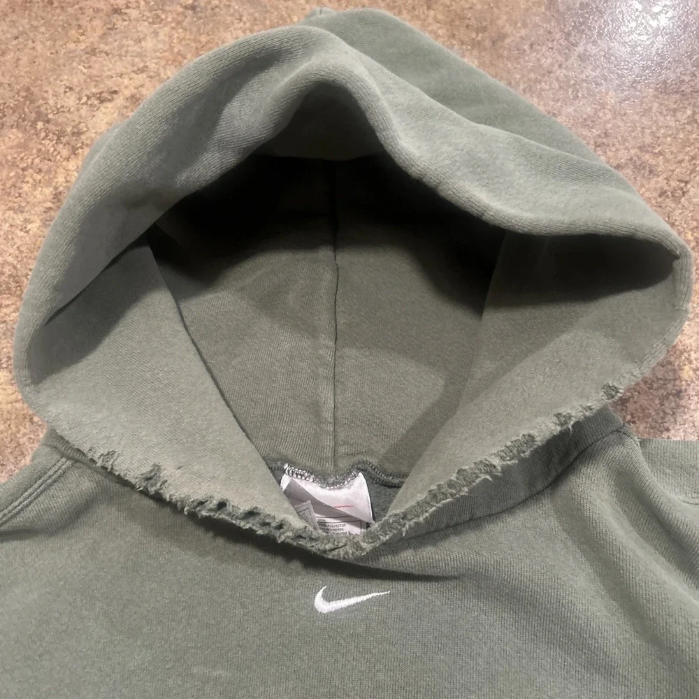 Vintage Rare Nike Center Swoosh Distressed Green Hoodie Travis Scott XL 90s